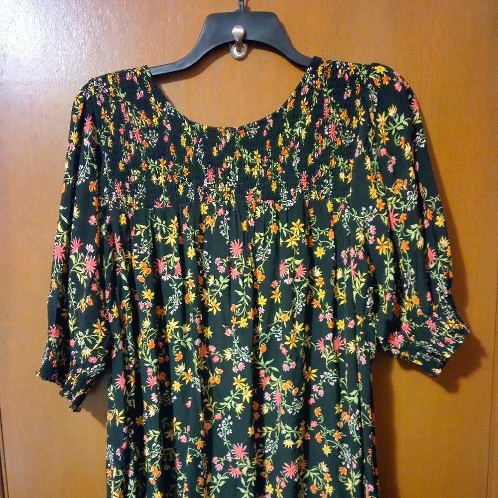 Terra & Sky Short Sleeve Floral 2X Blouse